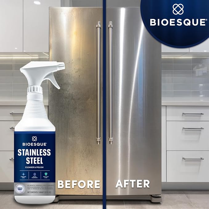 Bioesque Stainless Steel Cleaner & Polish, Heavy Duty, Non-Abrasive, 32 Fl Oz (Pack of 1)