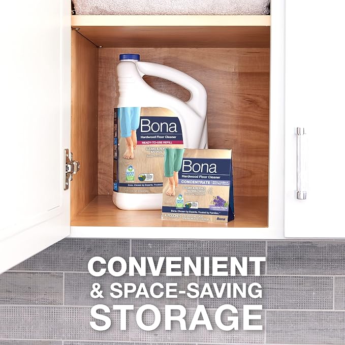 Bona Hardwood Floor Cleaner Concentrate, Lavender Thyme Scent, 1 fl oz, Pack of 4 (Makes 128 fl oz) - Residue-Free Floor Cleaning Concentrate Spray Mop and Spray Bottle Refill - For Wood Floors