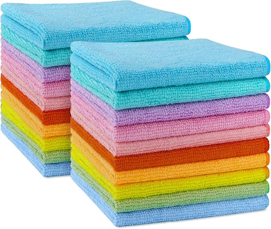 AIDEA Microfiber Cleaning Cloth-20PK, Microfiber Towels, Rags,11.5"×11.5" | Cleaning Rags, Lint Free Cloth, Wash Cloths, Dusting Cloth for Home, Window, Cars, Cleaning Supplies, Muilticolor