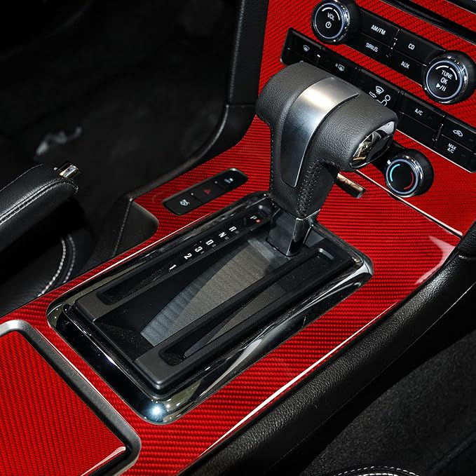 Real Carbon Fiber Trim for Ford Mustang Accessories | for 2009 2010 2011 2012 2013 2014 Panel Navigation Gear Shift Storage Cover Kit Interior Thick Overlay Decal 4PCs