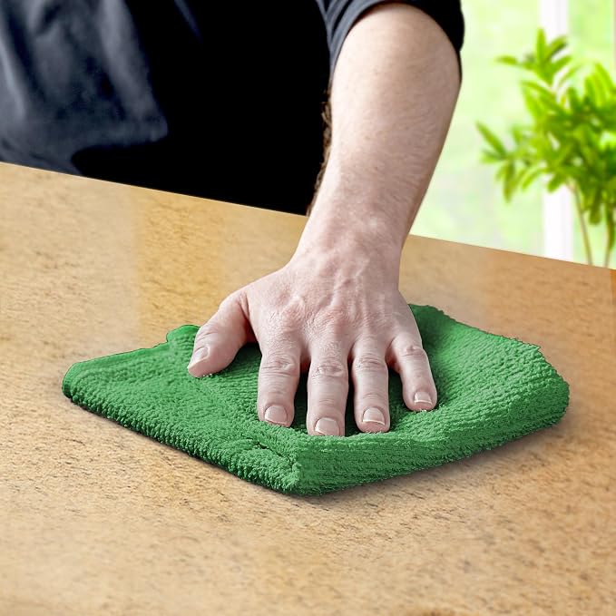 Avalon Towels Bar Towels (Pack of 60) Size 14x17 Inches – 100% Cotton, Absorbent and Reusable Cleaning Rags, Multipurpose Cleaning Towels, Terry Cloth Rags, Durable Shop Rags (Green)