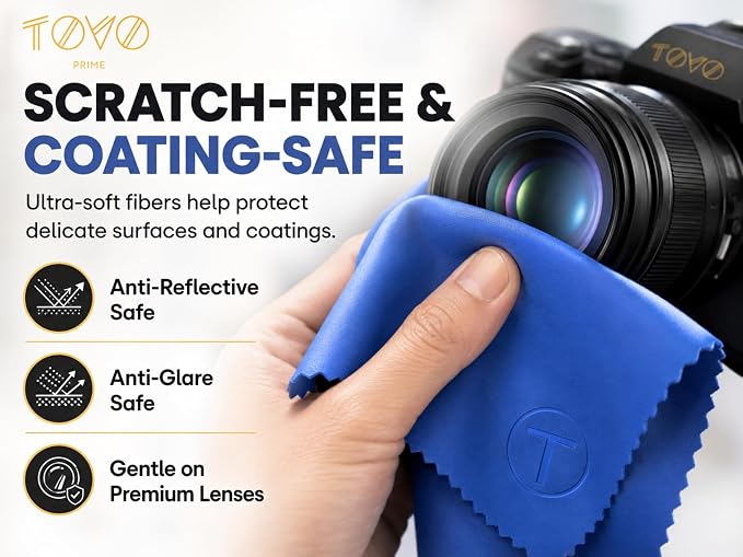 Extra Large Microfiber Cleaning Cloth – 3 Pack, 12"x12", 230 GSM Thick Lens Cleaner for Glasses, Camera & Screens, Ultra Soft, Streak-Free, Lint-Free, Scratch-Safe (Core Series)