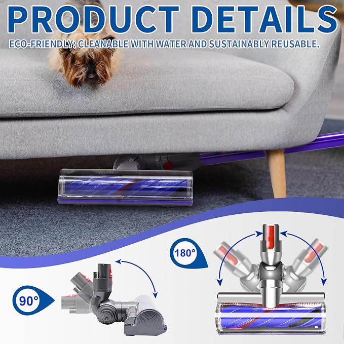 Quick-Release Vacuum Head Replacement Compatible with Dyson V9, V12 Detect Slim, V12 Detect Slim+,Digital Slim Cordless Vacuum Cleaner,Upgrade Anti-Tangle Vacuum Attachment Suitable for Hardwood Floor