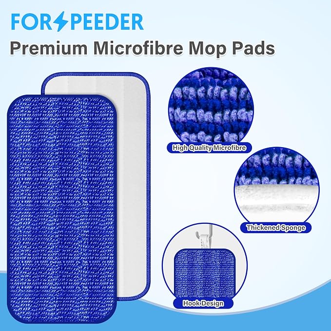 Reusable Mop Pads for Swiffer WetJet, Wet Pads Refills for 12'' Spray Mop, Microfiber Refill Machine Washable Up to 100+ Floor Cleaning for All Kinds of Floor Types, 7 Pack
