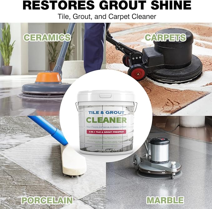 Tile & Grout Cleaner -for Deep Cleaning Concrete, Floors, Stains, Grease | Fast-Dissolving Powdered Solution for Deep Cleaning Tough Stains, Ideal for Residential & Commercial Use - 2.8 KG