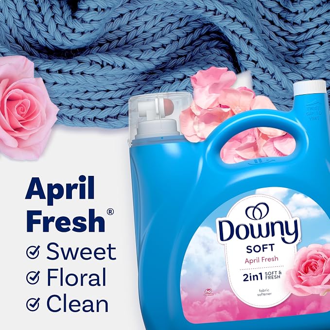 Downy Liquid Fabric Softener,April Fresh 2-in-1 Fresh & Soft,140 Fl Oz,190 Loads,Fabric Conditioner For Freshness And Softness,(Pack of 2)