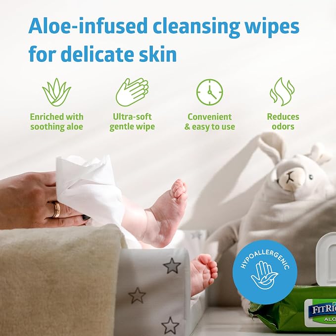 FitRight Personal Cleansing Wipes with Aloe 8x10 Scented 816 Count | Moisturizing Body Wipes for Adults, Incontinence Cleaning, Cloth Wipes for Elderly Care & Bathing