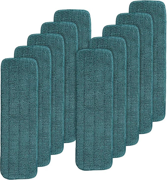 Replacement Mop Pads Fit for Rubbermaid Commercial 18" and 17" Mop - 10 Pack Wet & Dry Commercial Cleaning Reusable Refills Fit for Any Microfiber Flat System 18" and 17" - Green