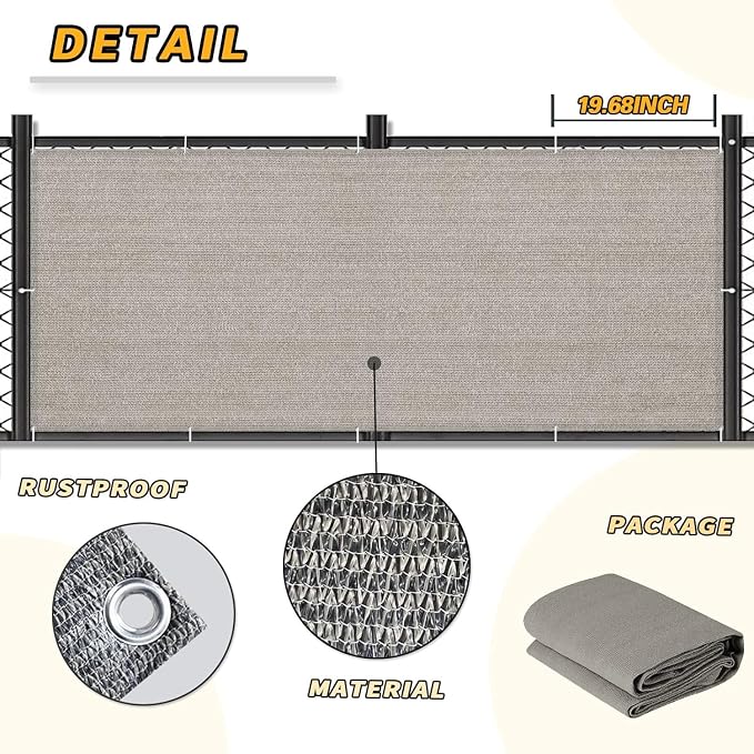 LOVE STORY 3.3' x 19.7' Balcony Privacy Screen Cover, Beige-Grey | HDPE Fabric, 95% UV Block, Fence Cover for Patio Deck, Railing Screen for Porch, Privacy Protective, Custom Size Available