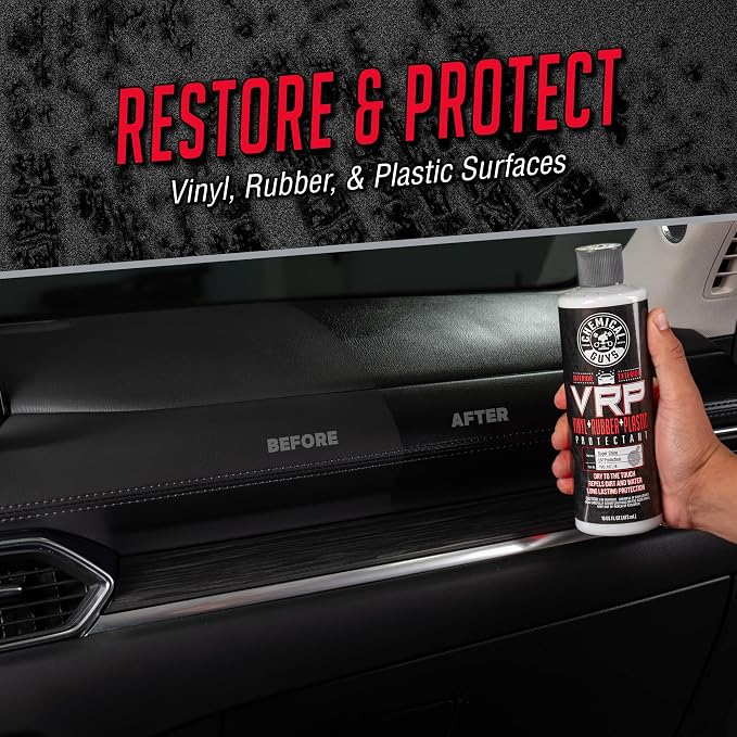 Chemical Guys, VRP Vinyl, Rubber & Plastic Dressing, Dry to Touch, 16 oz | Satin shine on tires, trim, dashboards and weatherstripping, non-greasy and dry to the touch, indoors or out