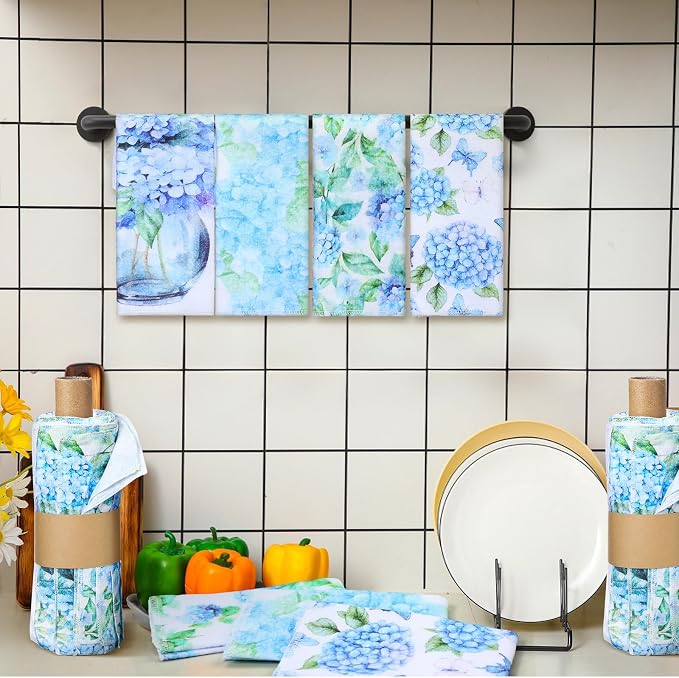Reusable Cleaning Cloths Washable Cotton Kitchen Dish Towels for Home Party Supplies Bulk, 9.84x11.81in(36 Pack,Hydrangea)