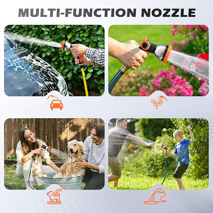Garden Hose Nozzle High Pressure Leak Proof Spray Water Hose Nozzle Sprayer | Thumb Control 10 Spray Patterns On Off Valve Non-Slip Grip Hose Sprayer Nozzle for Plants & Lawns Watering,Car&Pet Washing