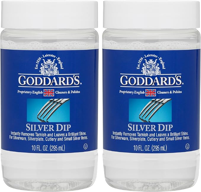 Goddard's Silver Cleaner Dip – Silver Jewelry Cleaner Solution for Filigree Metalwork & Small Items – Professional Use Tarnish Remover – Silverware Cleaning Supplies, 10 oz, 2 Pack