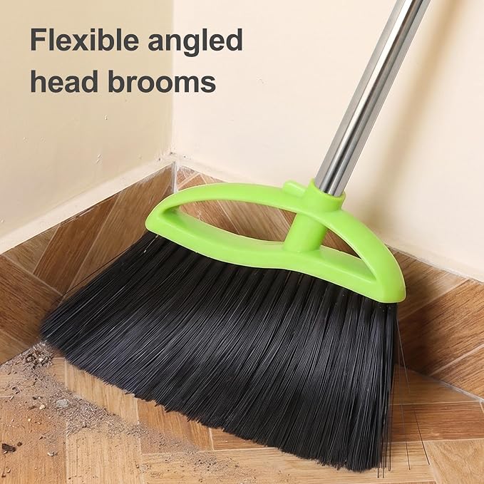 Soft Bristle Indoor Broom, Angle Kitchen Broom for Hardwood Floor Cleaning | Fine Bristles for Indoor Floor Cleaning