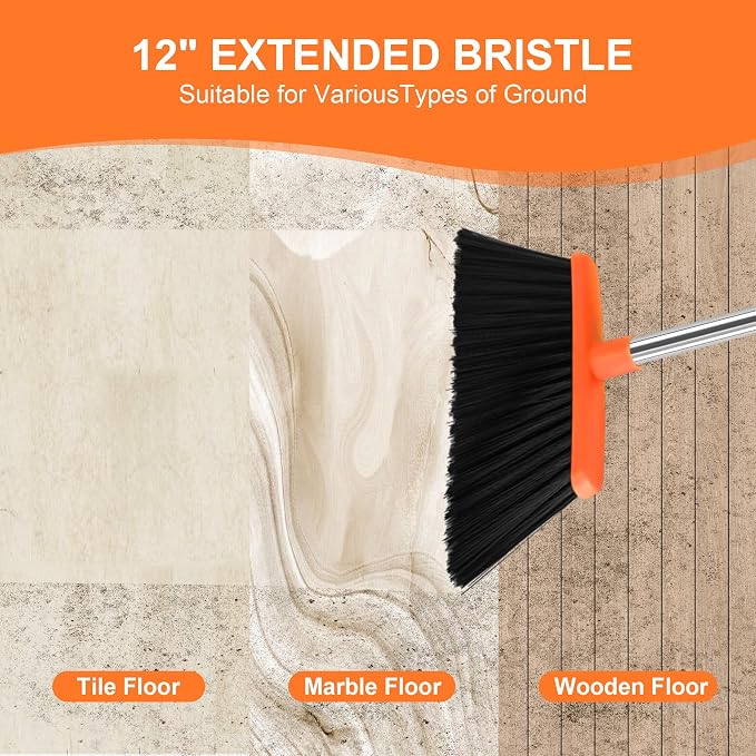 Broom and Dustpan Combo Set, 51" Long Handle Broom with Mini Set | Mini Set for Tables, Kitchens & Tight Spaces, Built-in Comb Dustpan, Foldable Space-Saving Storage, Multi-Surface Use