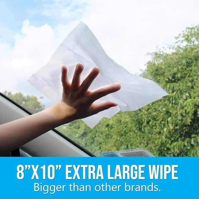 Air Jungles Glass & Window Cleaner Wipes 70 Count (Pack of 3), XL 8x10 Inch | Ammonia-Free, Streak-Free, Safe For Car Windshield, Headlight, Mirror, Tile & Home Glass, Removes Fingerprints, Dust, Dirt