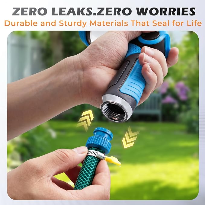 Garden Hose Nozzle High Pressure Leak Proof Spray Water Hose Nozzle Sprayer | Thumb Control 10 Spray Patterns On Off Valve Non-Slip Grip Hose Sprayer Nozzle for Plants & Lawns Watering,Car&Pet Washing