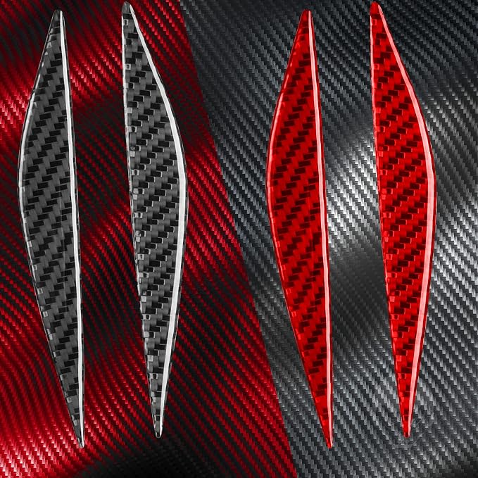 Red Real Carbon Fiber Trim for Tesla Accessories | for Model 3 2017-2022 / Model Y 2020-2024 Side Indicator Turn Signal Panel Sticker Exterior Thick Overlay Decal