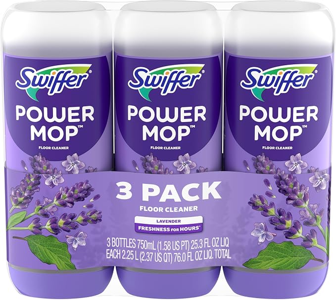 Swiffer PowerMop Floor Cleaning Solution with Lavender Scent, Triple Pack