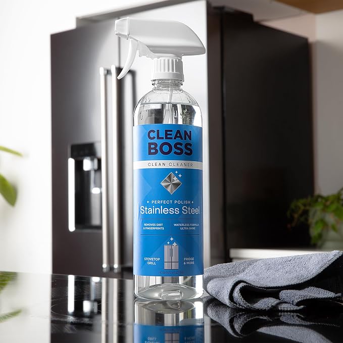 CleanBoss Perfect Polish Stainless Steel Cleaner 2 Pack, Waterless Formula, Ultra Shine Spray for Appliances