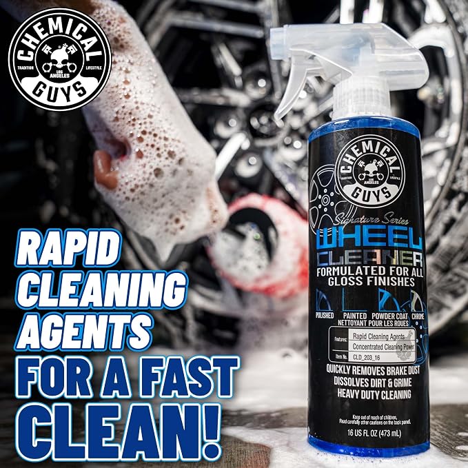 Chemical Guys, Signature Series Wheel Cleaner Spray for All Finishes, 16 oz | Fast-acting foaming spray clings to wheels to lift brake dust and road grime, safe on chrome and painted rims