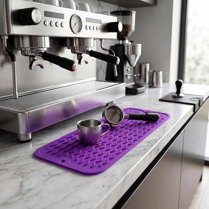 MicoYang Silicone Dish Drying Mat for Multiple Usage,Easy clean,Eco-friendly,Heat-resistant Silicone Mat for Kitchen Counter,Sink,Bar,Bottle,or Cup Purple M 17 inches x 6 inches