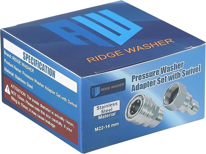 Pressure Washer Swivel Adapter, M22 14mm to 3/8" Quick Connect | Stainless Steel, 2 Pack, Quick Disconnect for Power Washer Hose, 5000 PSI