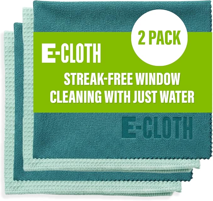 E-Cloth Window and Glass Cleaner Kit, Just Add Water - 2 Kits | Chemical-Free Cleaning - Reusable & Machine Washable Towel, Versatile Use for Mirrors, Cars, & Lenses, Alaskan Blue