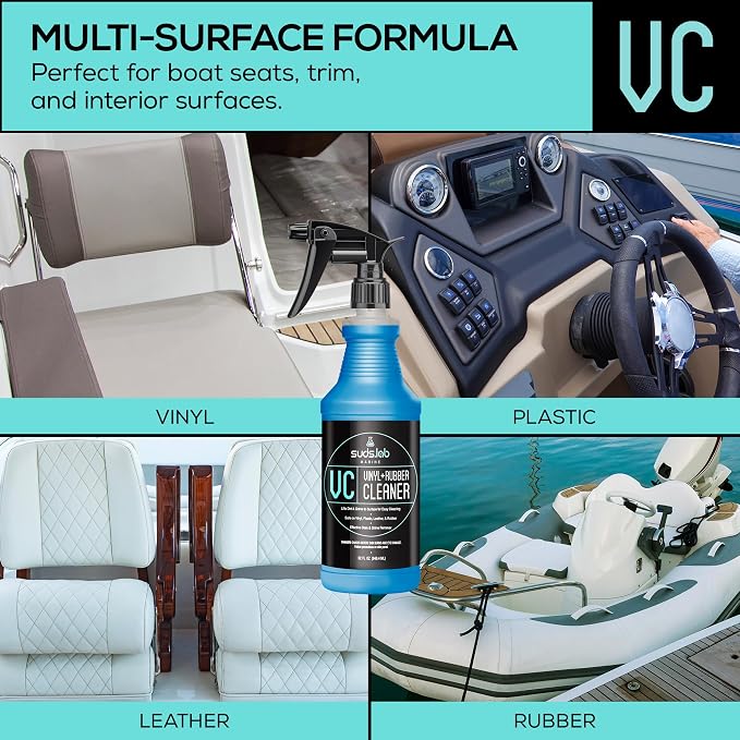 Suds Lab Marine VC Vinyl & Rubber Cleaner for Boats, Plastic, Leather, Rubber, Removes Grime & Stains, 32 oz.