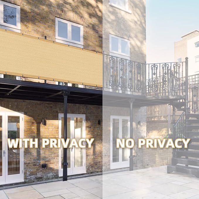 LOVE STORY 3' x 10' Balcony Privacy Screen Cover for Apartment, Sand | HDPE Fabric, 95% UV Block, Fence Cover for Patio Deck, Railing Screen for Porch, Privacy Protective, Custom Size Available