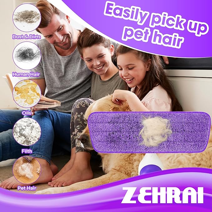 Microfiber Mop Pads 6 Pack for Swiffer PowerMop 13-16 Inch Washable | Machine washable replacement pads for wet & dry cleaning on hardwood, tile and other sealed hard floors.