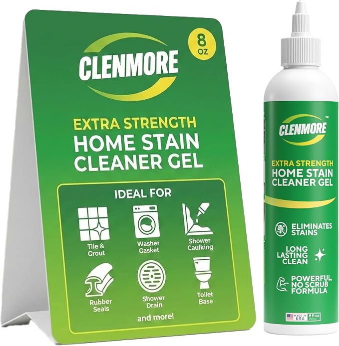 Home Stain Cleaner Gel – Extra Strength Stain Remover For Tiles, Grout, Showers, Tubs, Rubber Seals & Toilets – No Scrub Grout Cleaner & Front Load Washer Cleaner – 8 fl oz
