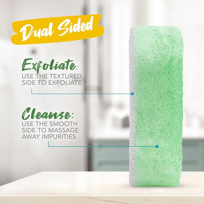 Spongeables Pedi Scrub Foot Exfoliating 20+ Wash Sponge, Citron Eucalyptus, 3 Count