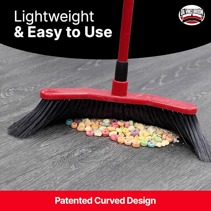 with Dustpan Combo Set, 16-Inch Curved Head, Pack of 2 | 52" adjustable telescopic handle, soft PVC bristles, indoor outdoor kitchen sweep, clears pet hair, dust, debris