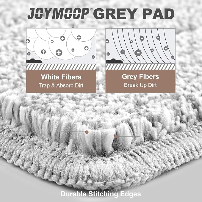 JOYMOOP Microfiber Flat Mop Pads, Washable Replacement Pads for 13 Inch Mop System, Grey, Pack of 4