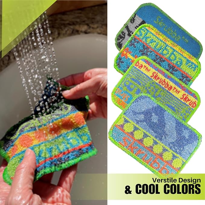 Wet-it! Skrubba 6-Pack Reusable Dish Scrubbers – Non-Scratch Scouring Pads for Kitchen & Household – Eco-Friendly, Dishwasher Safe Scrub Sponges for Dishes, Pots & Pans (Vogue)