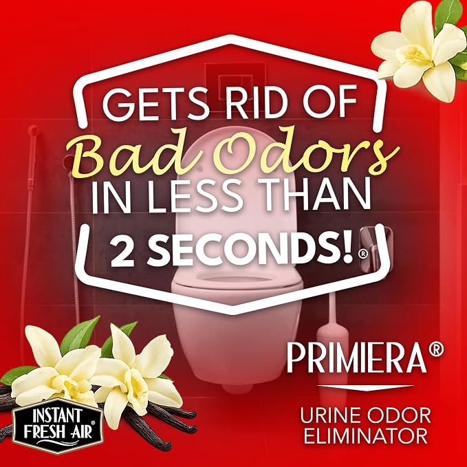 Human Urine Odor Eliminator 'Primiera' - Urine Remover Spray for Bathrooms, Mattresses, Furniture, Carpets, & Hard Surfaces - For Home, Business, School - Vanilla Scent - 10.1 Oz.