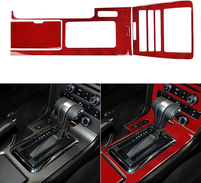 Real Carbon Fiber Trim for Ford Mustang Accessories | for 2009 2010 2011 2012 2013 2014 Panel Navigation Gear Shift Storage Cover Kit Interior Thick Overlay Decal 4PCs