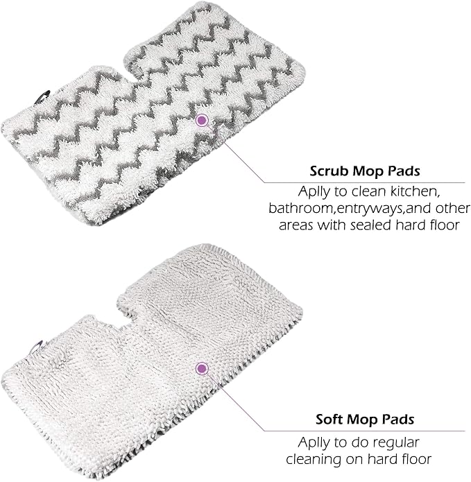 F Flammi 8-Pack Replacement Pads for Shark Steam Pocket Mop S3501 S3601 S3550 S3901 SE450 S3801, Dual-Action Microfiber & Scrubbing Refills for Hardwood Tile Floor Deep Cleaning, Washable & Reusable