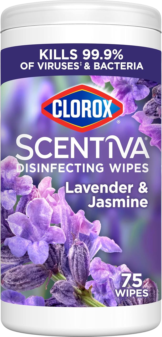 Clorox Scentiva Disinfecting Wipes, Lavender and Jasmine, Antibacterial, 75 Count