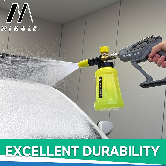 M MINGLE Pressure Washer Gun with Foam Cannon, 64 Fl Oz Car Wash Soap | 5 Power Washer Nozzle Tips, Adjustable Thick Foam, Car Wash Foam Gun for Car Washing, Patio Cleaning, 4000 PSI