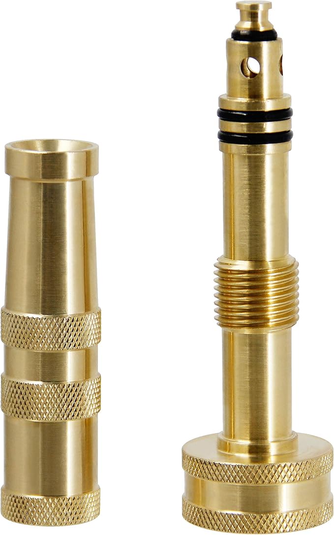 Twinkle Star Heavy-Duty Brass Adjustable Twist Hose Nozzle, 2 Pcs | 3/4” GHT Brass Garden Hose Nozzle, Adjustable Water Flow