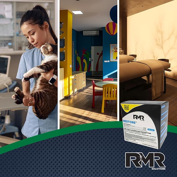 RMR Solutions RESTORE Disinfectant & Cleaner Concentrate, EPA Registered Mold Remover & Antibacterial Cleaning Solution for Kitchen, Bathroom, Floor, Home, Pet Areas, Counter, 13.1g, Makes 48 Gallons