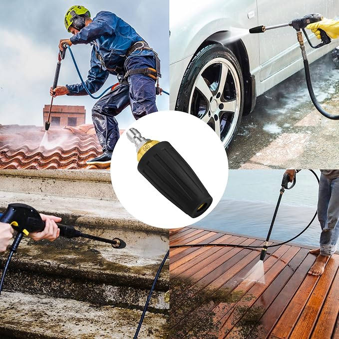 Turbo Nozzle Pressure Washer 4000 PSI Max Rotating Turbo Nozzle | Power washer nozzle with 1/4 inch quick connect for cleaning brick, concrete, vinyl surfaces, driveways, patios and sidewalks