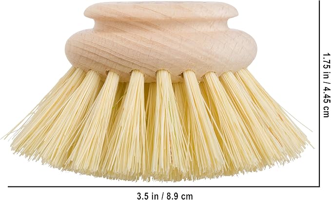 Redecker Dish Brush Replacement Head, Tampico Fiber, 2 Inch Round – Wooden Replacement Brush Head for Dishes & Cookware, Made in Germany