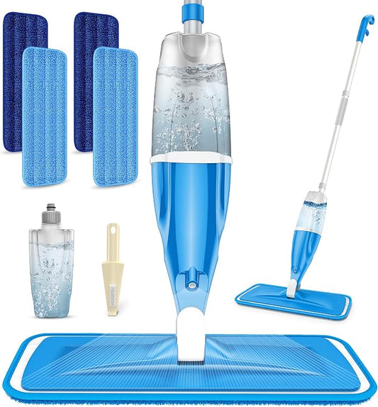 Spray Mop for Hardwood Floors Cleaning: Microfiber Wet Mops Lightweight | 4 Washable Pads for Swiffer PowerMop, Floor Mop Dust Dry Mop, Flat Mop with Sprayer, for Kitchen Tile Wood Laminate Vinyl