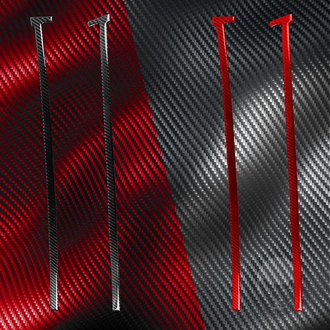 Red Real Carbon Fiber Trim for Tesla Accessories | for Model 3 2017-2022 / Model Y 2020-2024 Dashboard Sides Decoration Strip Sticker Interior Thick Overlay Decal