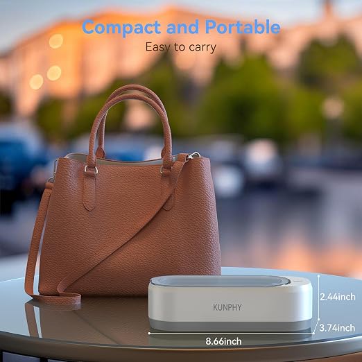 KUNPHY Jewelry Cleaner, 46kHz Ultrasonic Cleaner, White | One-Touch Control,12 OZ Tank, Fits Rings, Glasses, Jewelry, Dentures, Ideal Gift for Women Mom Wife Daughter