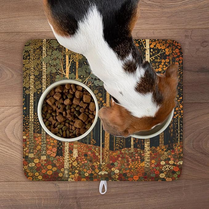 Fall Dish Drying Mat for Kitchen Counter Autumn Forest Vintage Botanical Nature Microfiber Dish Drainer Mat Antique Rustic Farmhouse Absorbent Washable Drying Pad 16"x18"