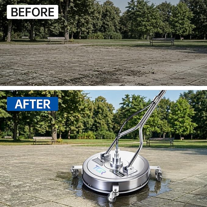 TOR 20" Pressure Washer Surface Cleaner with 4 Wheels, Surface Cleaner for Pressure Washer, Stainless Steel Dual Handle Power Washer Surface Cleaner for Concrete, Driveway, Patio, Sidewalk